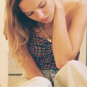 Zara Structured Corset Crop Top Tweed